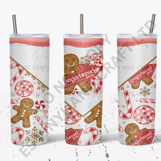 Gingerbread Lane - Full 20oz Tumbler Sublimation Ready To Print image 0