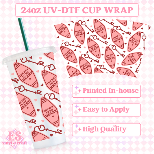 Key to my Heart - UVDTF 24oz Cold Cup Wrap image 0
