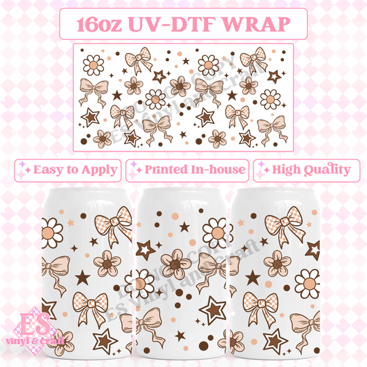 Neutral Doodles - 16oz Beer Can / Libbey UV-DTF Transfer image 0