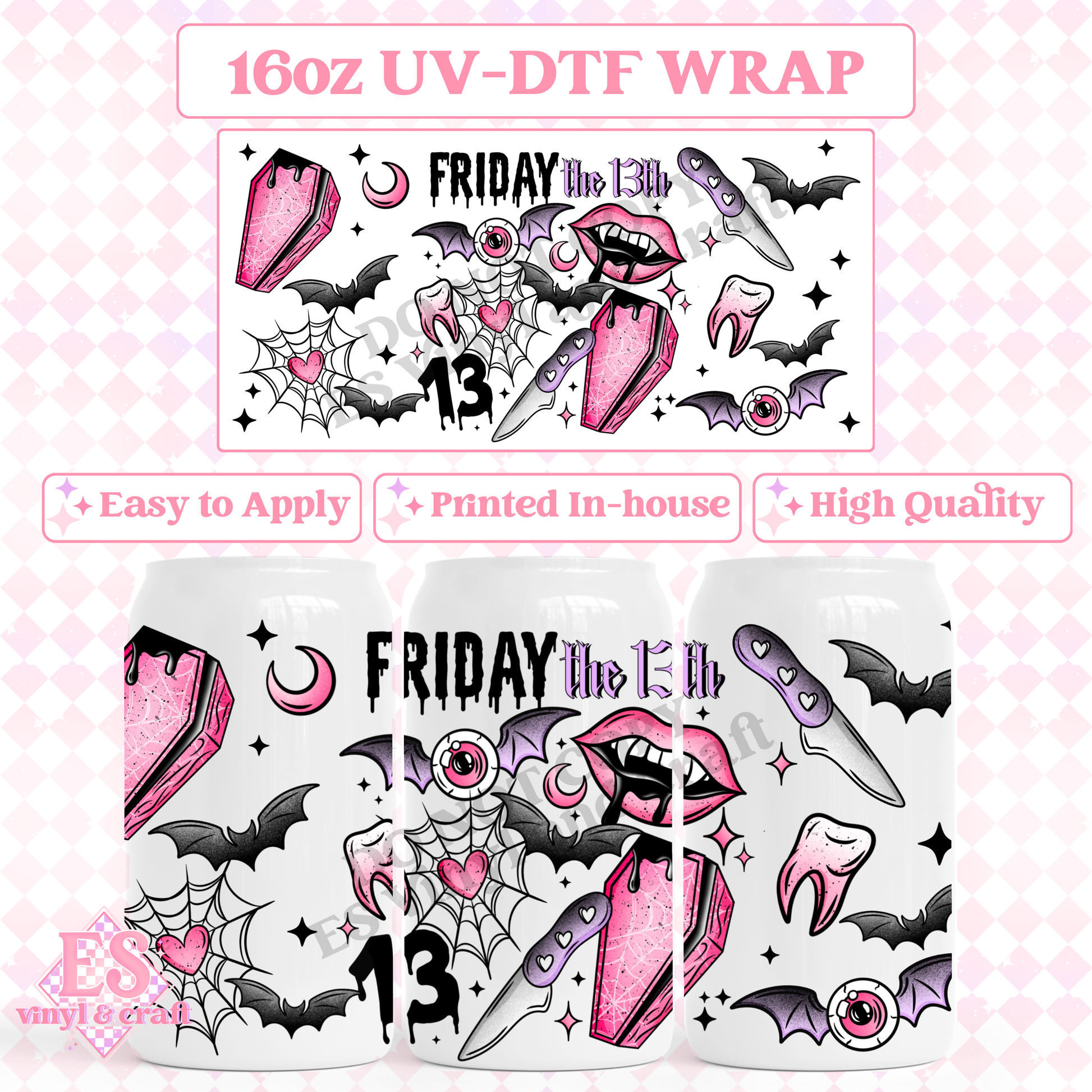 Friday 13th - 16oz Beer Can / Libbey UV-DTF Transfer image 0