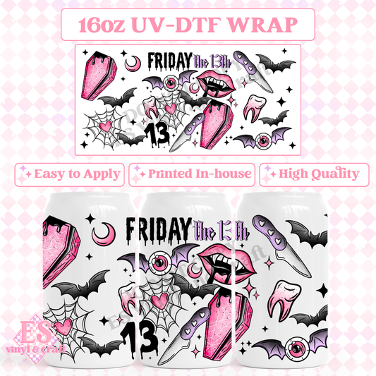 Friday 13th - 16oz Beer Can / Libbey UV-DTF Transfer image 0