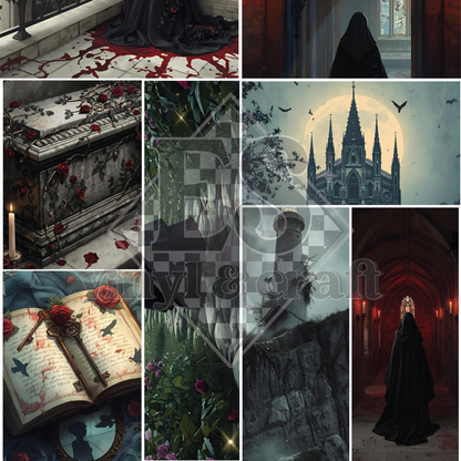 Vampires Crypt - Mixed Media Vinyl - 12" x 12" Sheet image 1