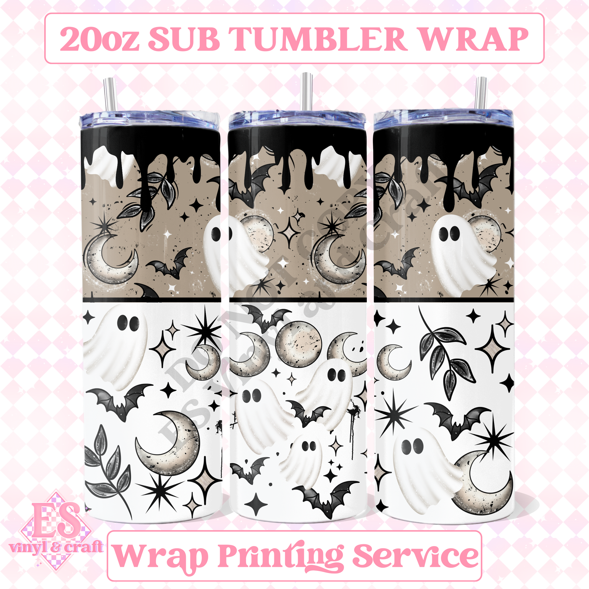 Ghosts and Moon - Full 20oz Tumbler Sublimation Print image 0