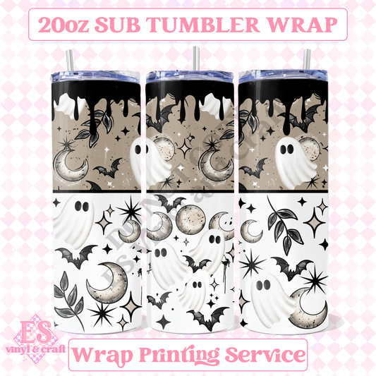 Ghosts and Moon - Full 20oz Tumbler Sublimation Print image 0