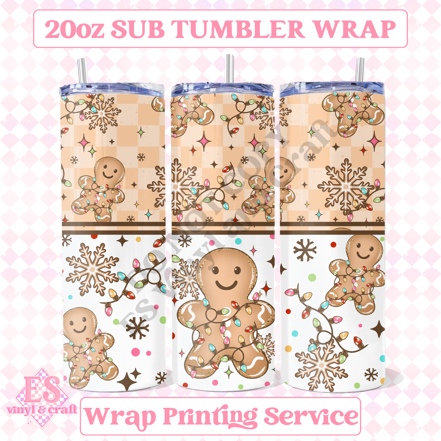 Gingerbread Lights - Full 20oz Tumbler Sublimation Print image 0