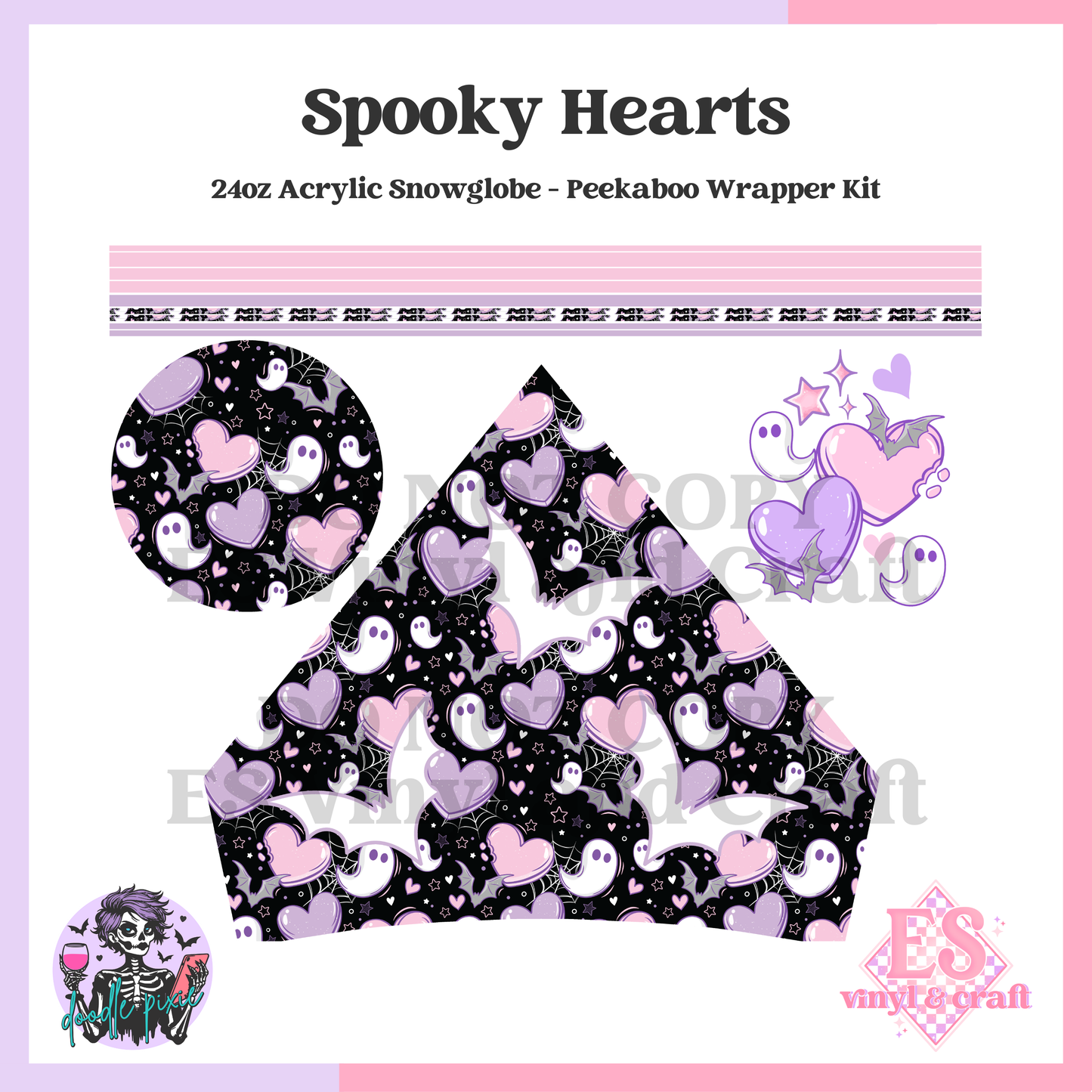 Spooky Hearts - 24oz Snowglobe Wrapper Kit image 1