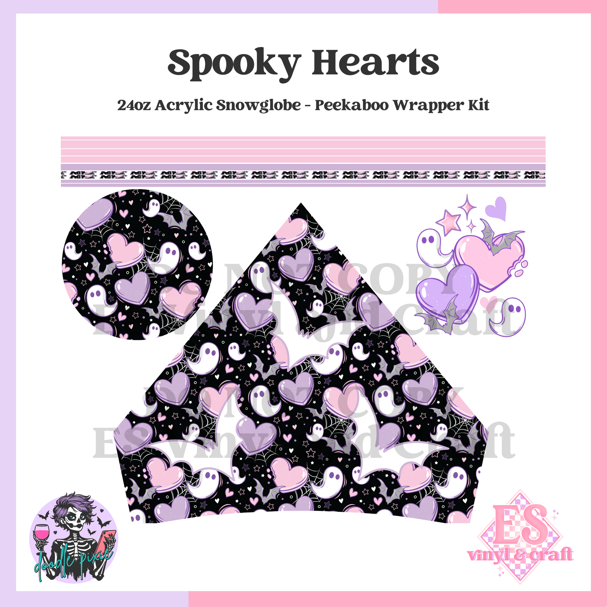 Spooky Hearts - 24oz Snowglobe Wrapper Kit image 1
