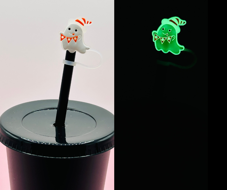 Straw Topper - Glow in the Dark Ghost Party image 0