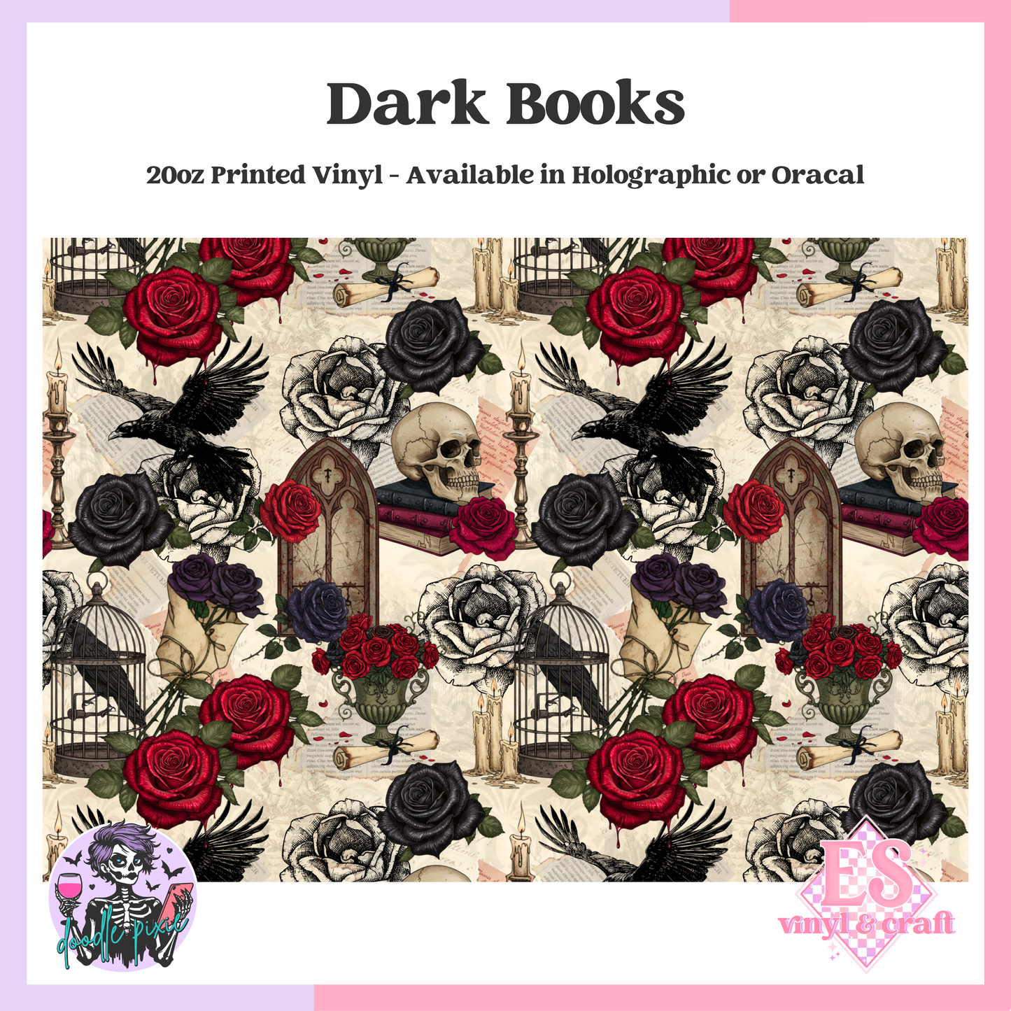 Dark Books - 20oz Printed Tumbler Self Adhesive Vinyl image 0