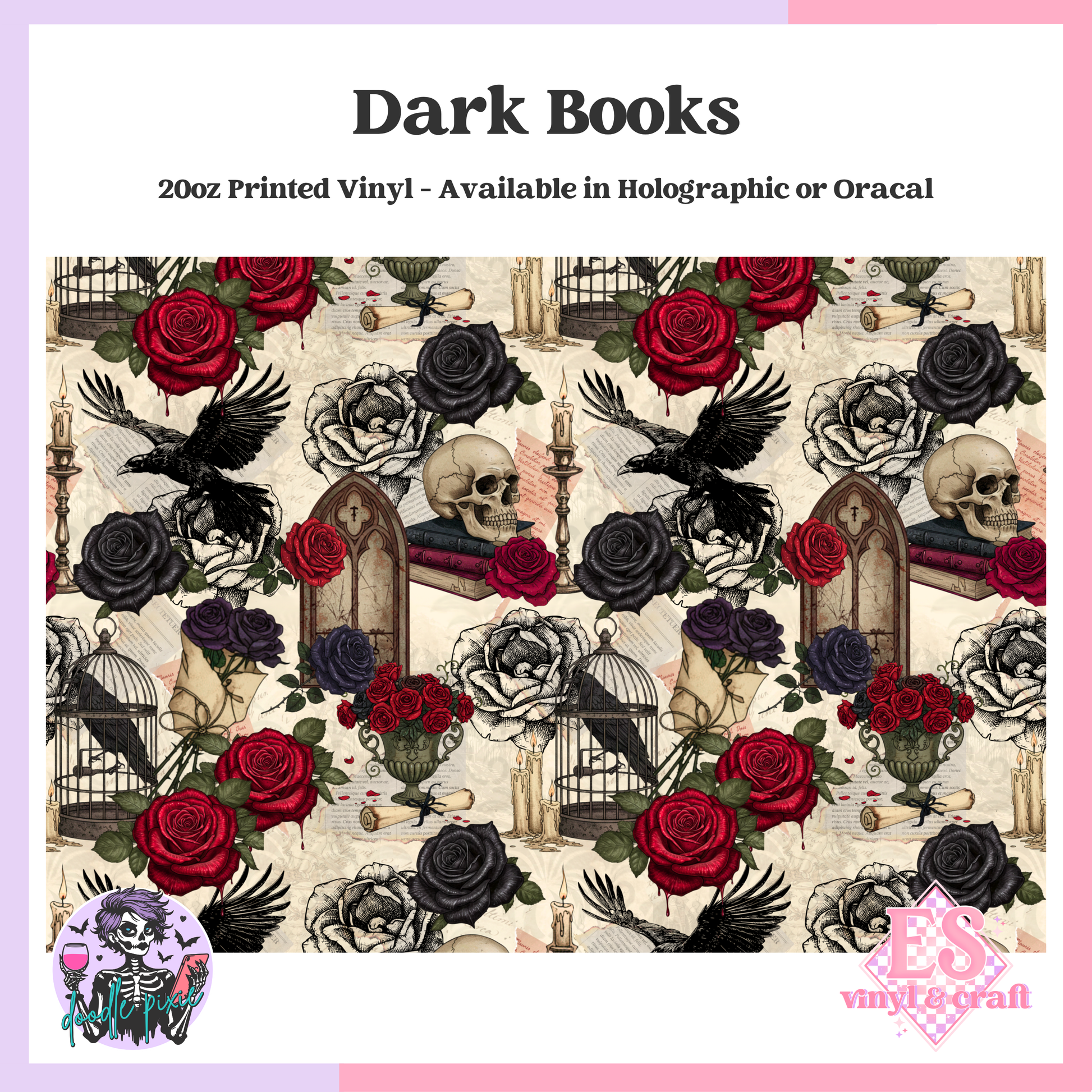 Dark Books - 20oz Printed Tumbler Self Adhesive Vinyl image 0