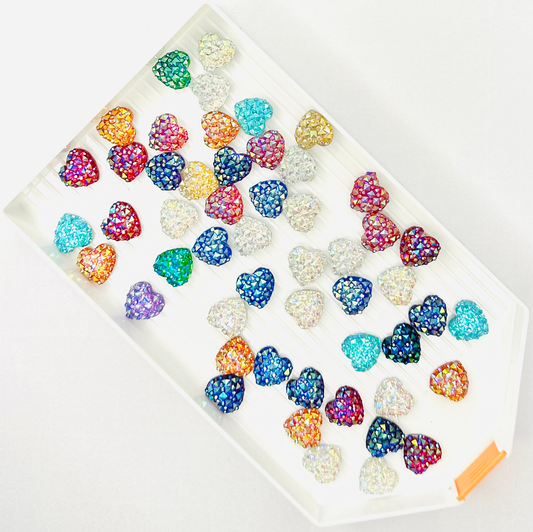 Multicolour Sparkly Heart Cabochon Flat Back Charm (Pack of 20) image 0