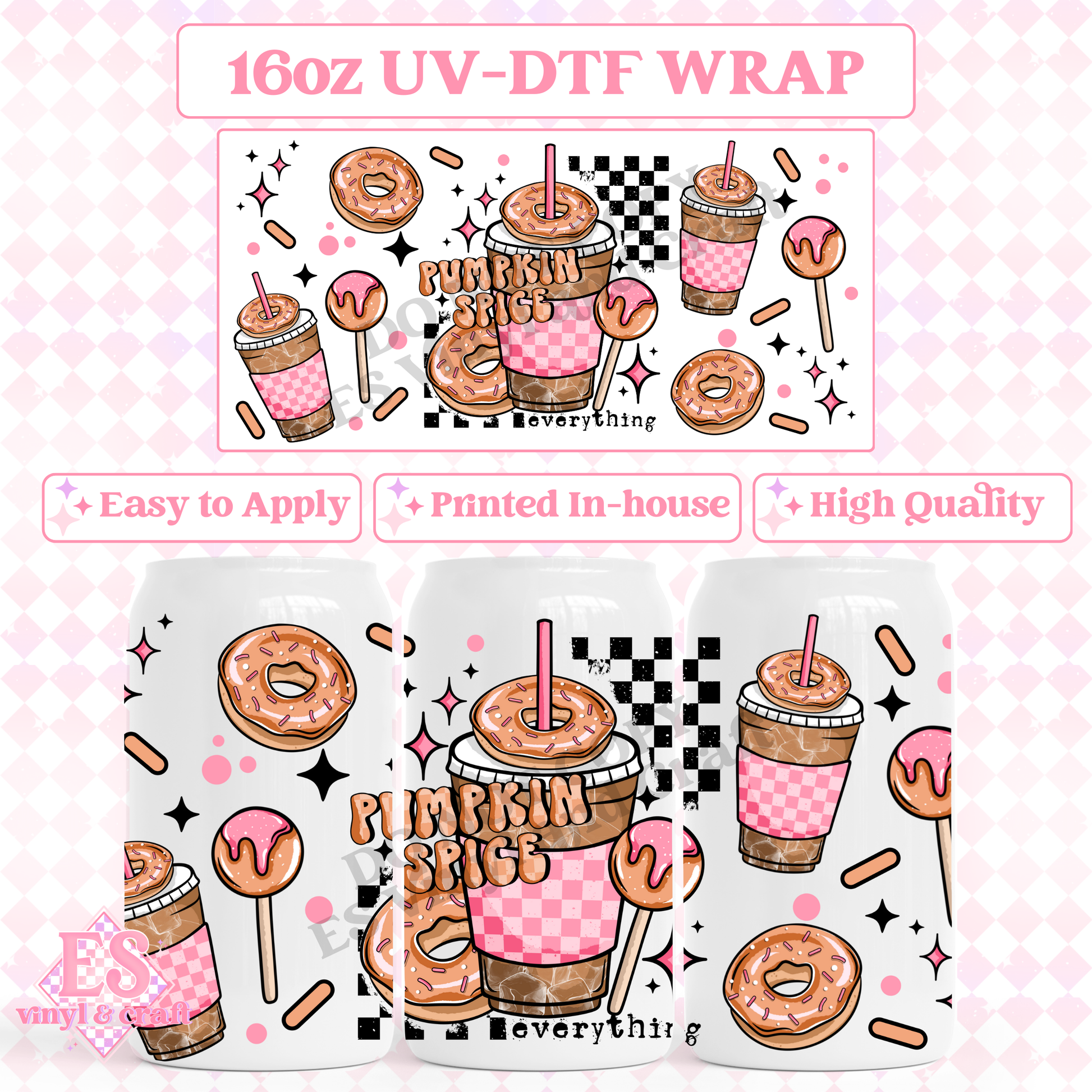 Pumpkin Spice Coffee - 16oz Beer Can / Libbey UV-DTF Transfer image 0