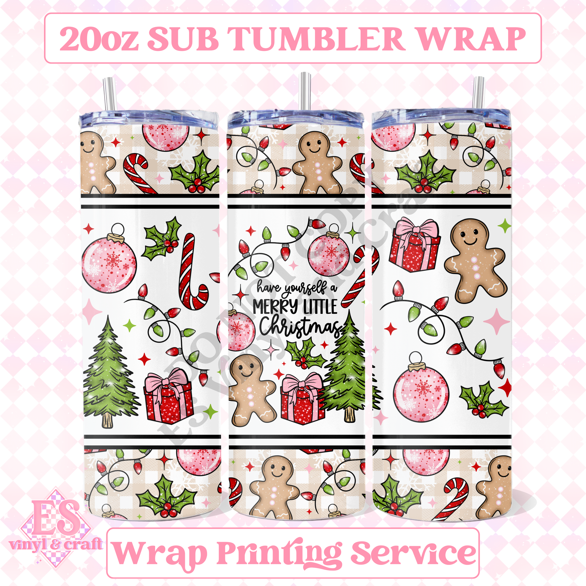 Merry Little Christmas - Full 20oz Tumbler Sublimation Print image 0