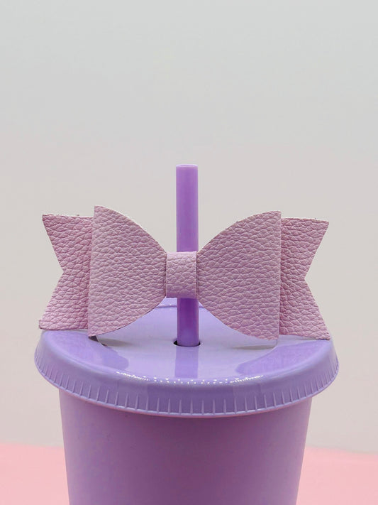 Bow Straw Topper - Faux Leather Lilac image 0