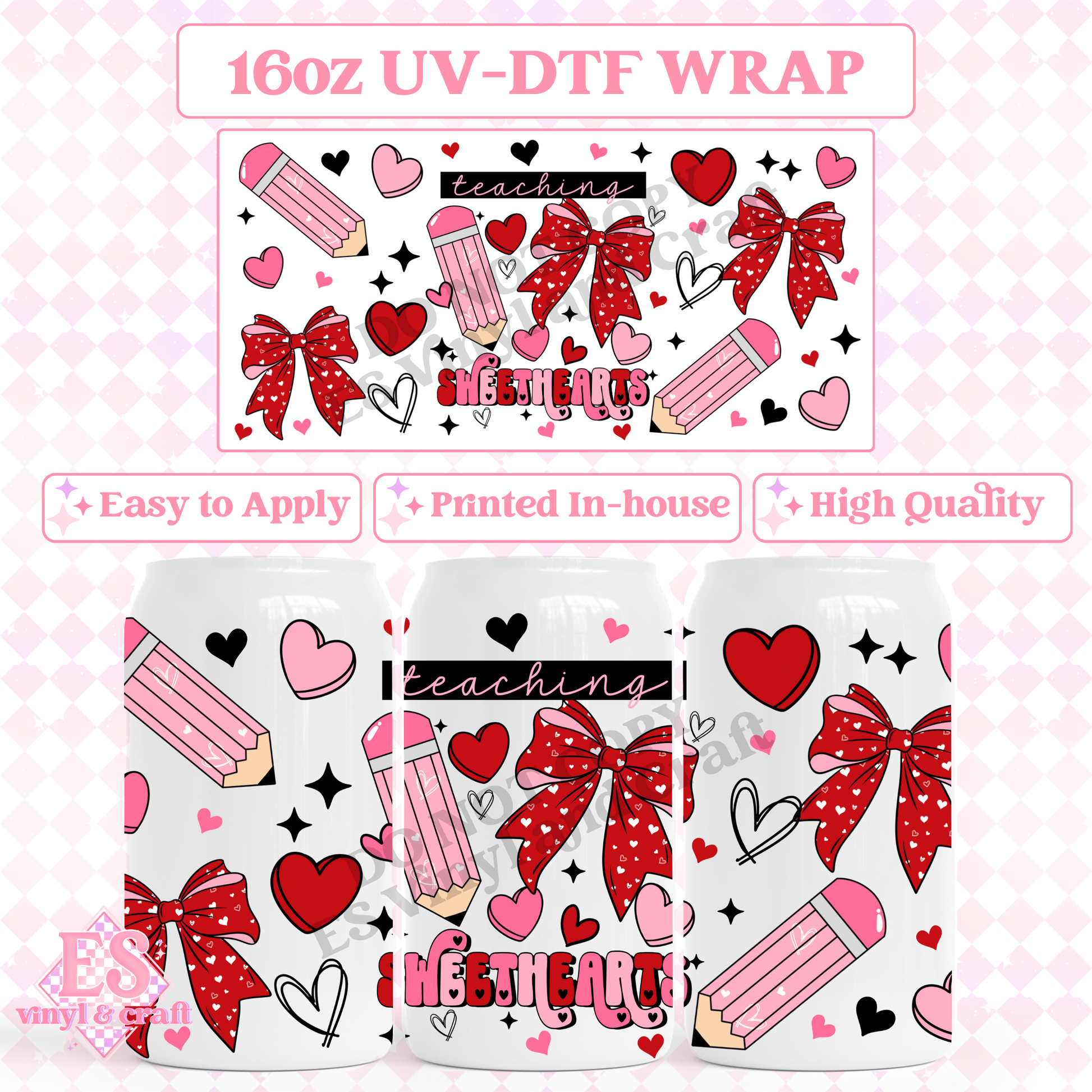 Teaching Sweethearts - 16oz Beer Can / Libbey UV-DTF image 0