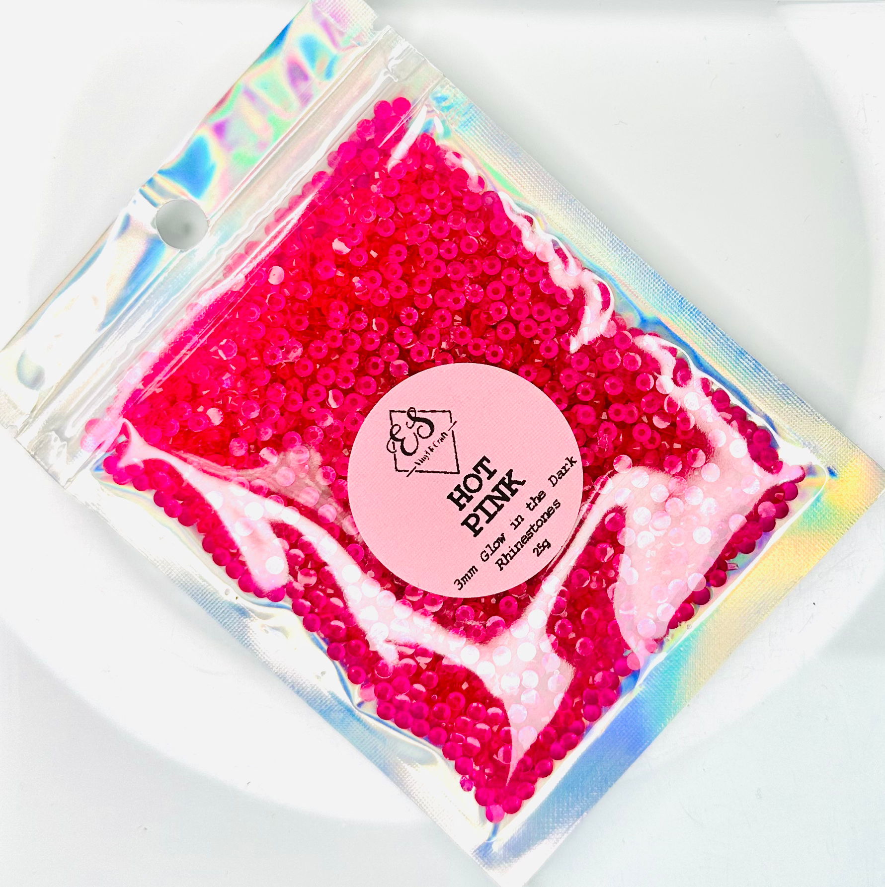 Hot Pink - Glow in the Dark Resin Rhinestones (3mm, 4mm & 5mm) image 0