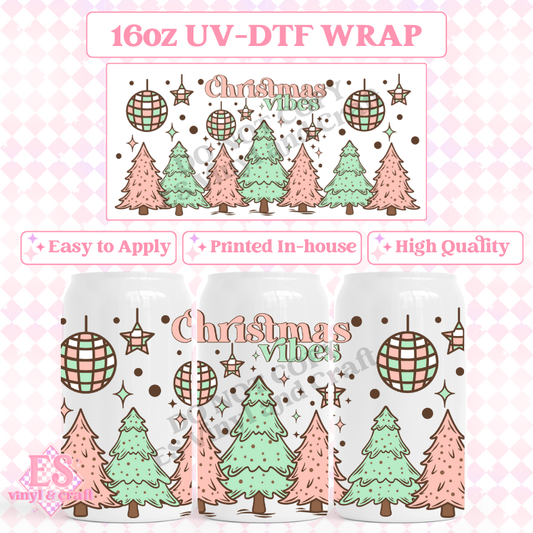 Christmas Vibes - 16oz Beer Can / Libbey UV-DTF Transfer image 0