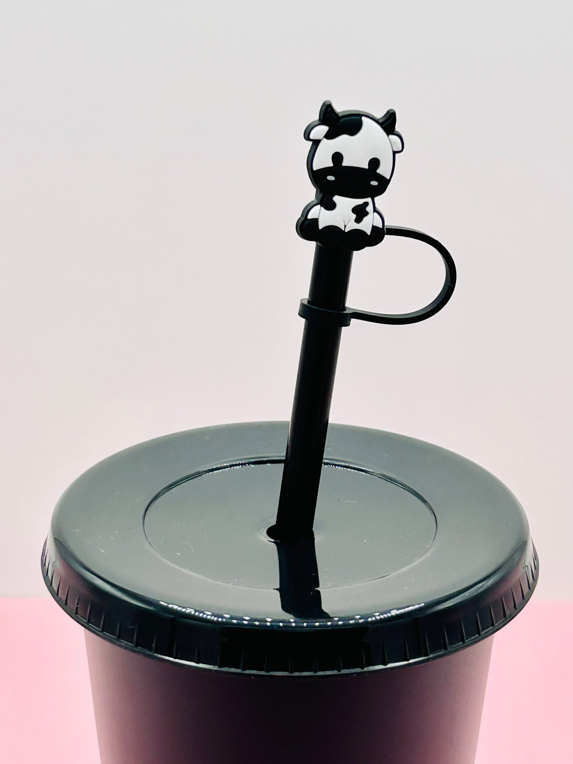 Straw Topper - Black and White Cow image 0