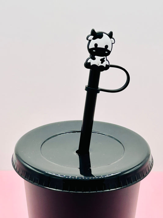 Straw Topper - Black and White Cow image 0