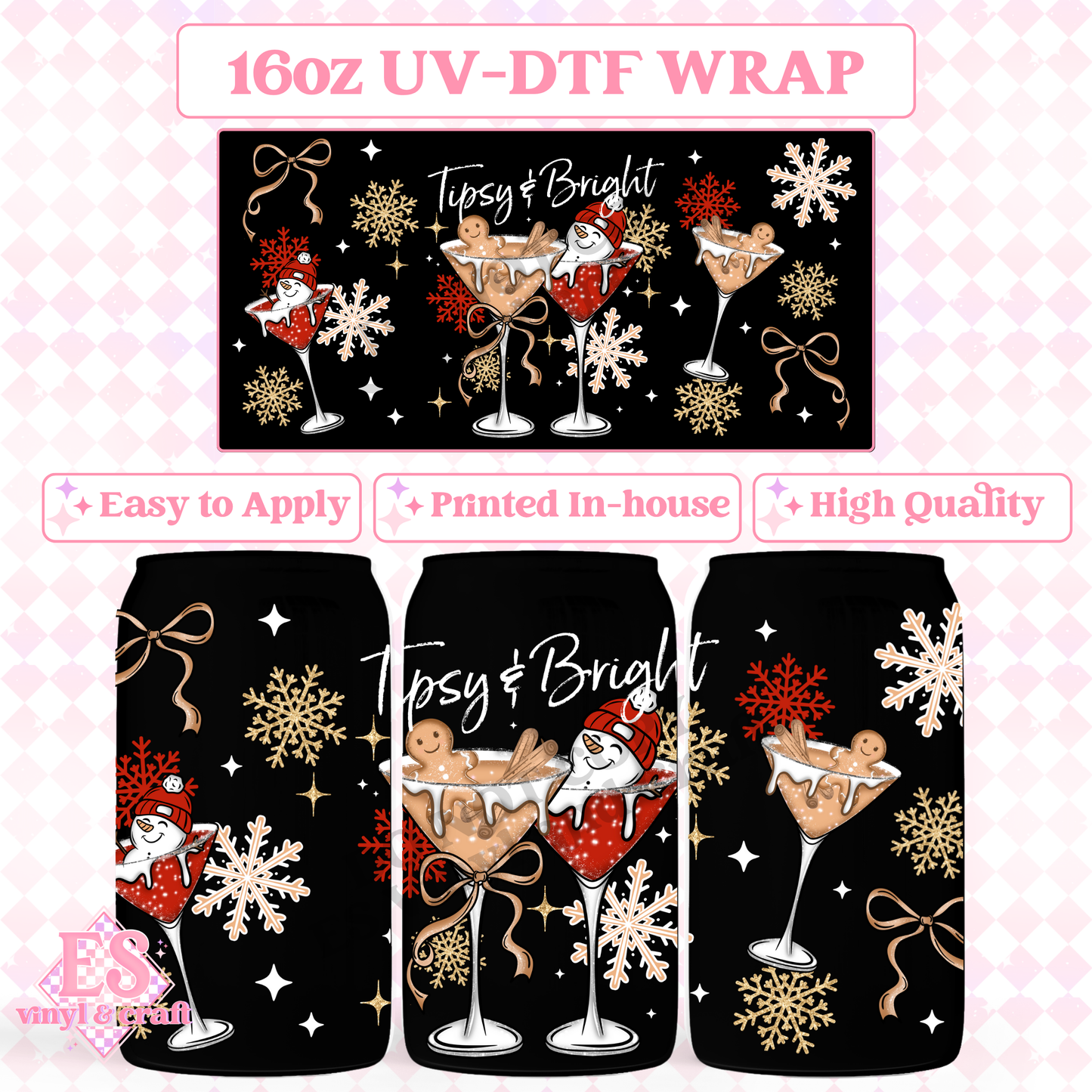 Tipsy and Bright - 16oz Beer Can / Libbey UV-DTF Transfer image 0