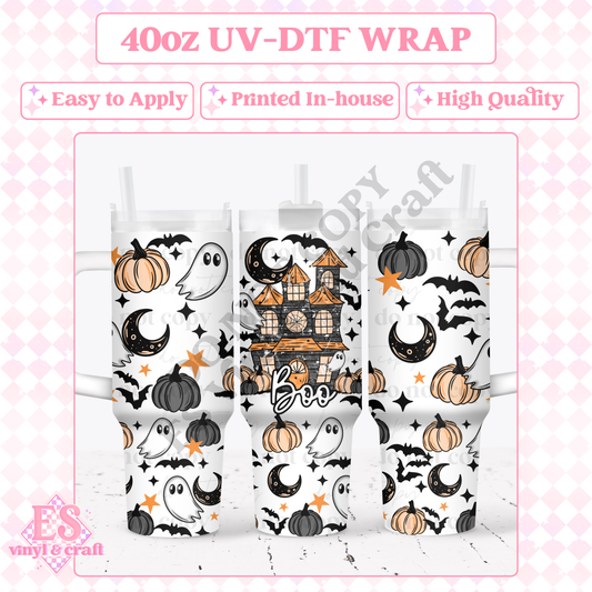 Boo Haunted - 40oz Tumbler Wraps - UV-DTF (2 Wraps - Top & Bottom) image 0