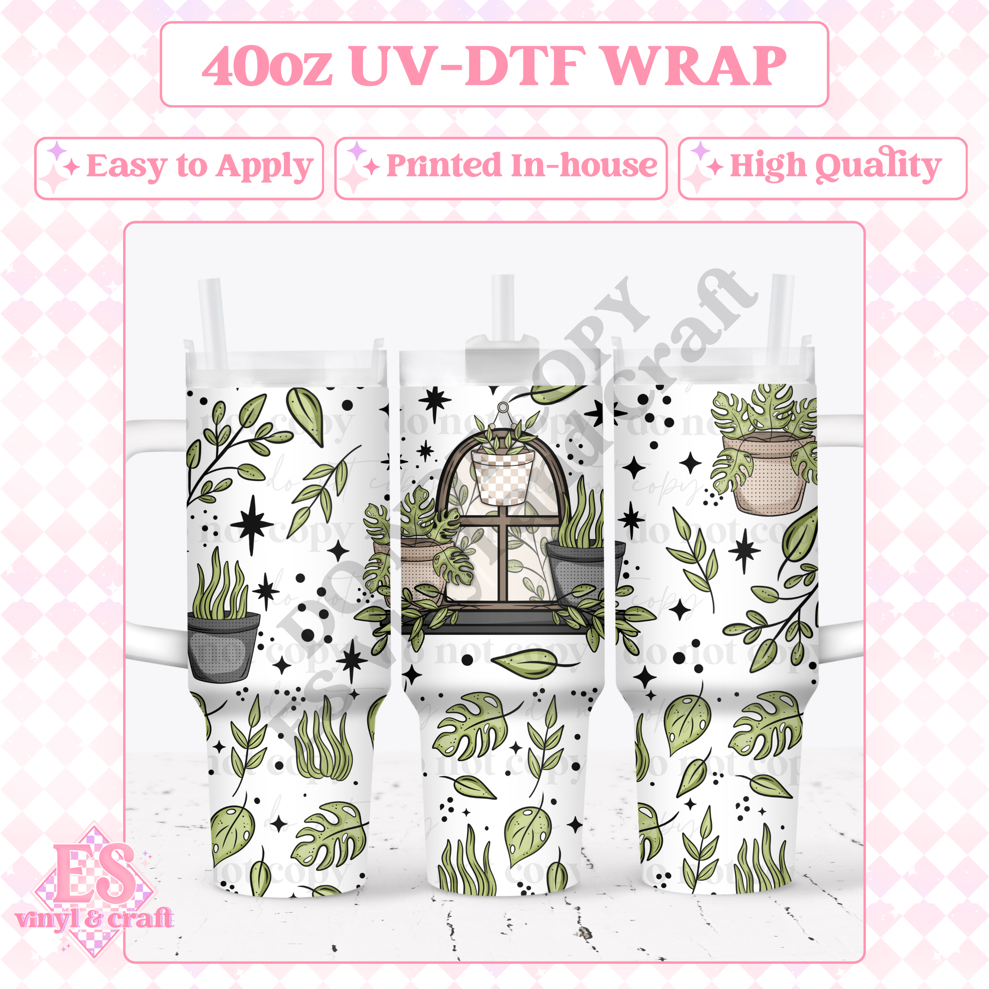 Plants - 40oz Tumbler Wraps - UV-DTF (2 Wraps - Top and Bottom) image 0