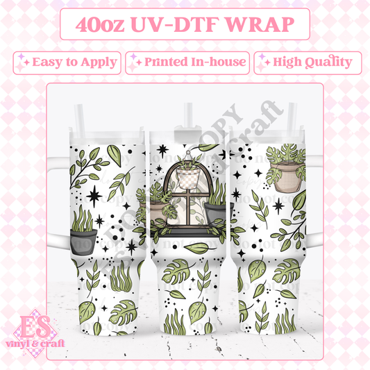 Plants - 40oz Tumbler Wraps - UV-DTF (2 Wraps - Top and Bottom) image 0
