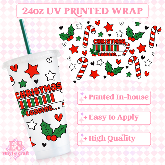 Christmas is Loading..... - UV Printed 24oz Cold Cup Wrap image 0