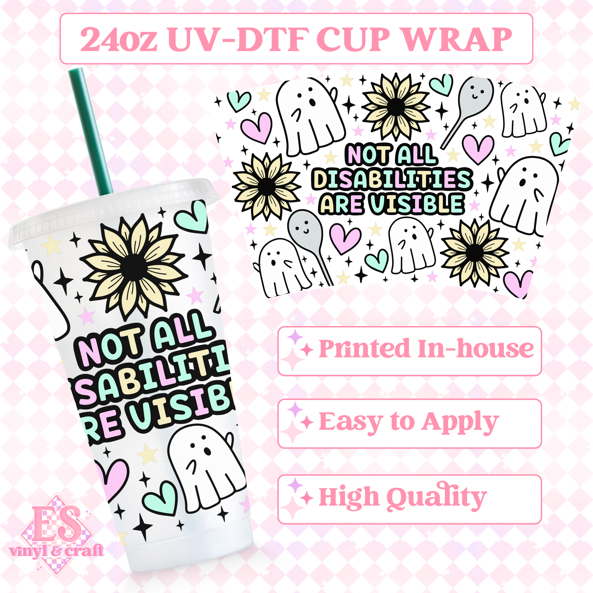Hidden Disability - UVDTF 24oz Cold Cup Wrap image 0