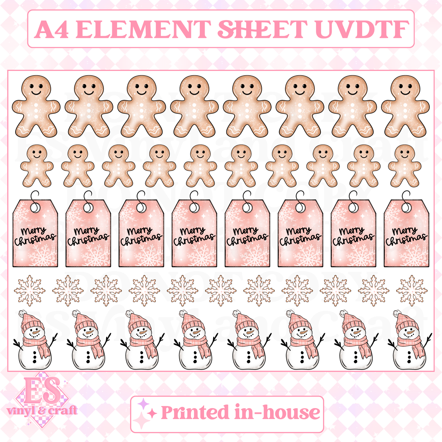 Pink Christmas - UVDTF (A4 Sheet) 210mm x 300mm image 0