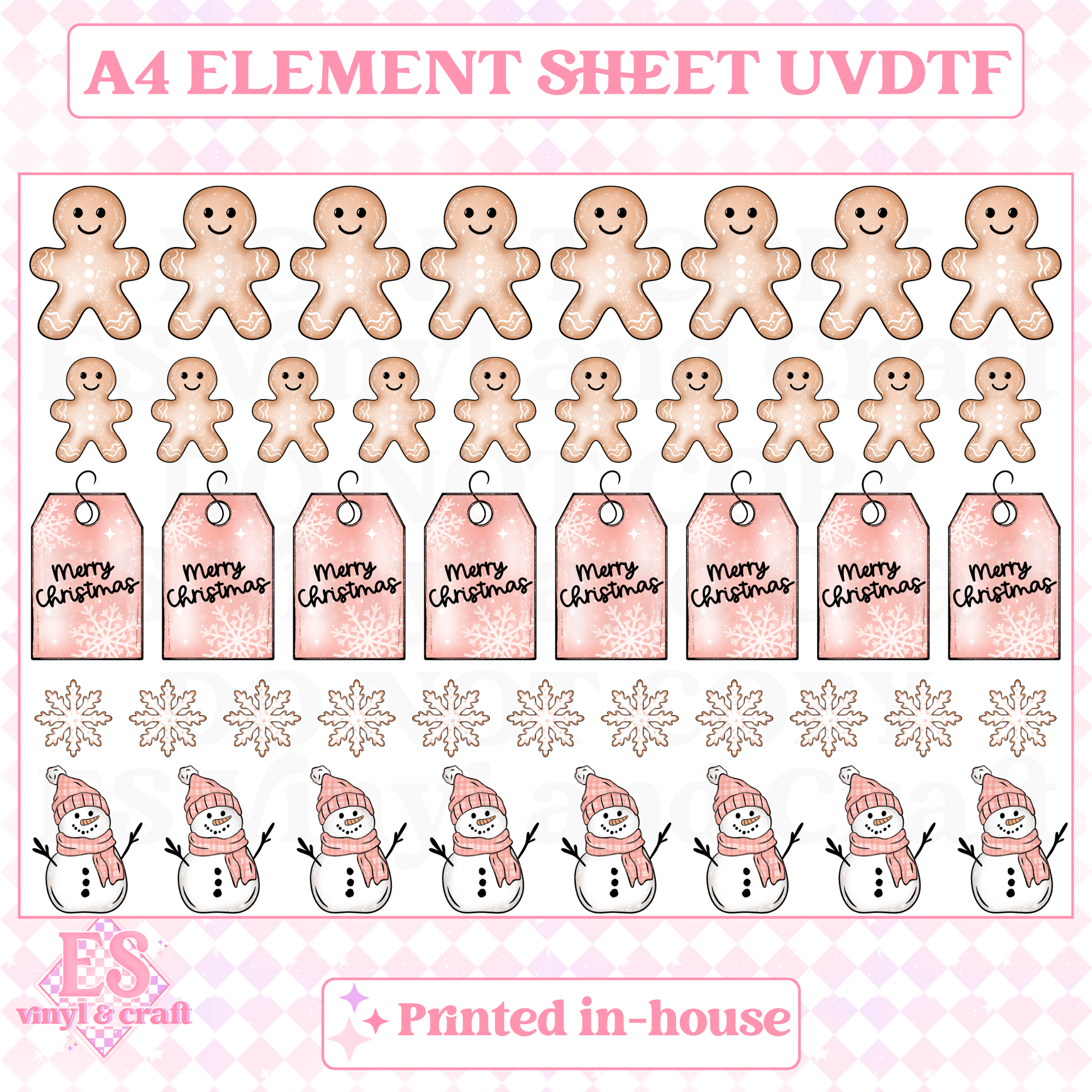 Pink Christmas - UVDTF (A4 Sheet) 210mm x 300mm image 0