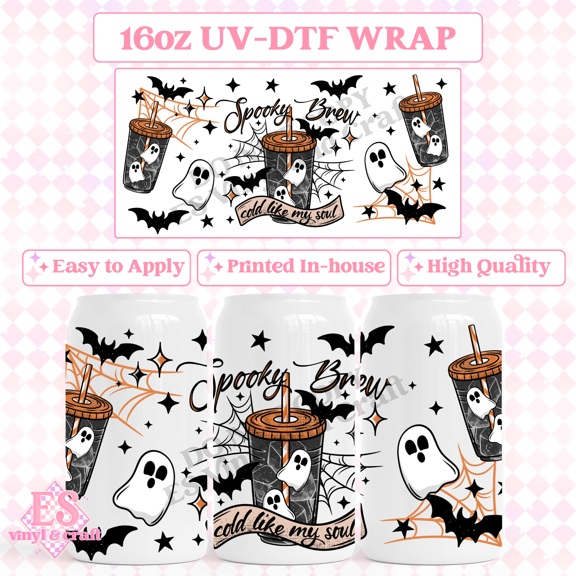 Spooky Brew - 16oz Beer Can / Libbey UV-DTF Transfer image 0