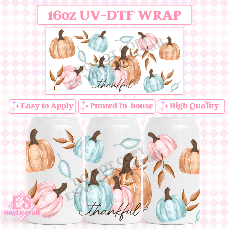 Thankful - 16oz Beer Can / Libbey UV-DTF image 0