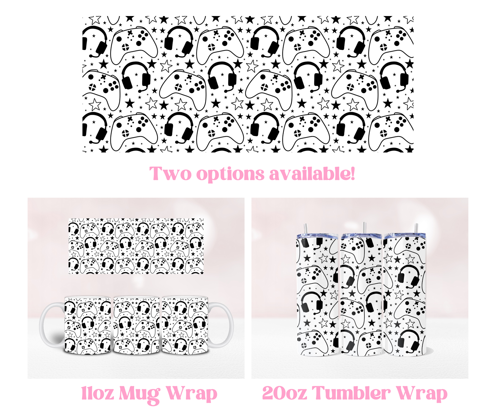 Gamer X Seamless - Pre Printed Sublimation 11oz or 20oz image 0