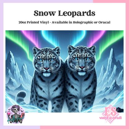 Snow Leopards - 20oz Printed Tumbler Self Adhesive Vinyl image 0