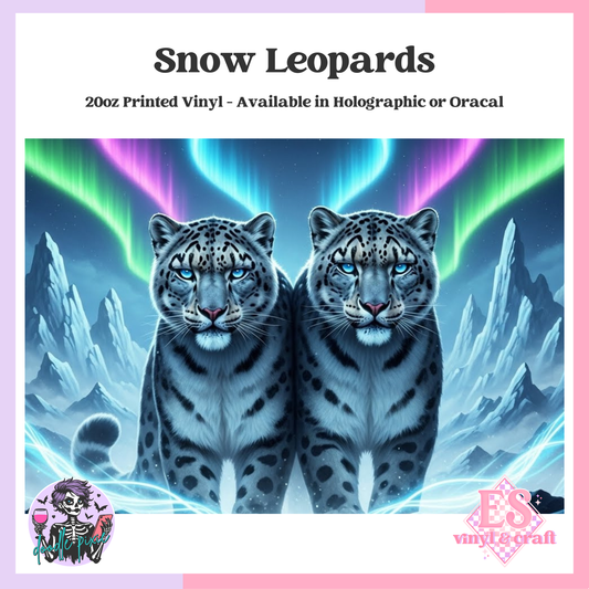Snow Leopards - 20oz Printed Tumbler Self Adhesive Vinyl image 0