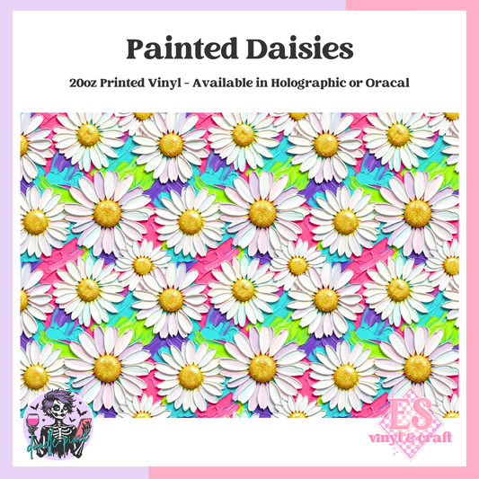Painted Daisies - 20oz Printed Tumbler Self Adhesive Vinyl image 0