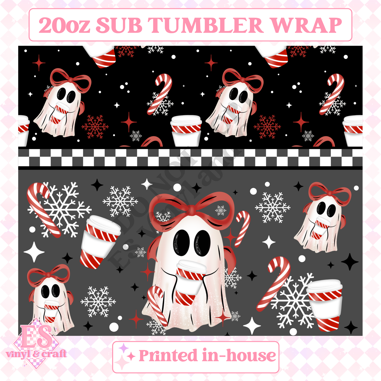Peppermint Ghostie - Full 20oz Tumbler Sublimation Print image 1