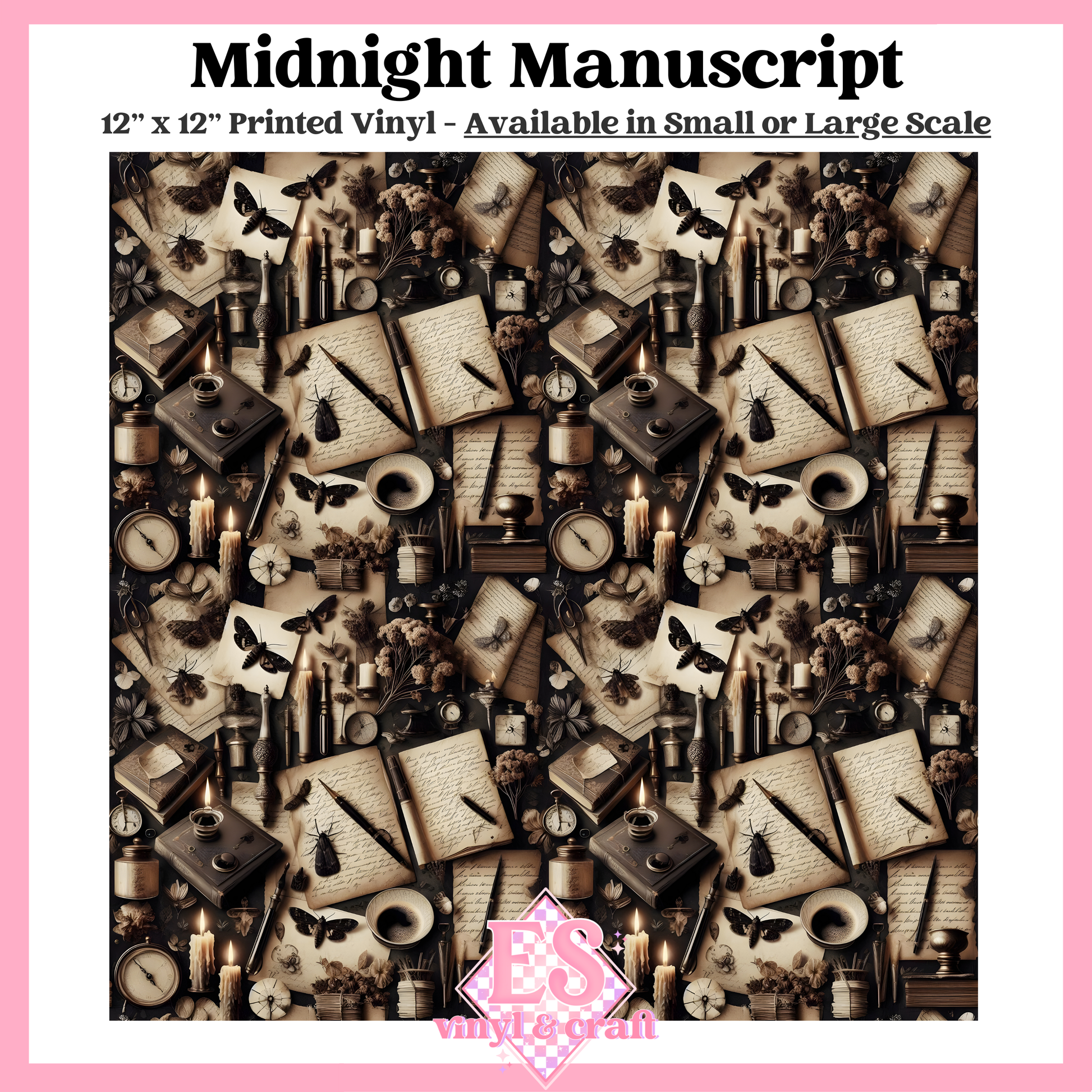 Midnight Manuscript - Small or Large Scale Options - 12" x 12" Sheet image 0