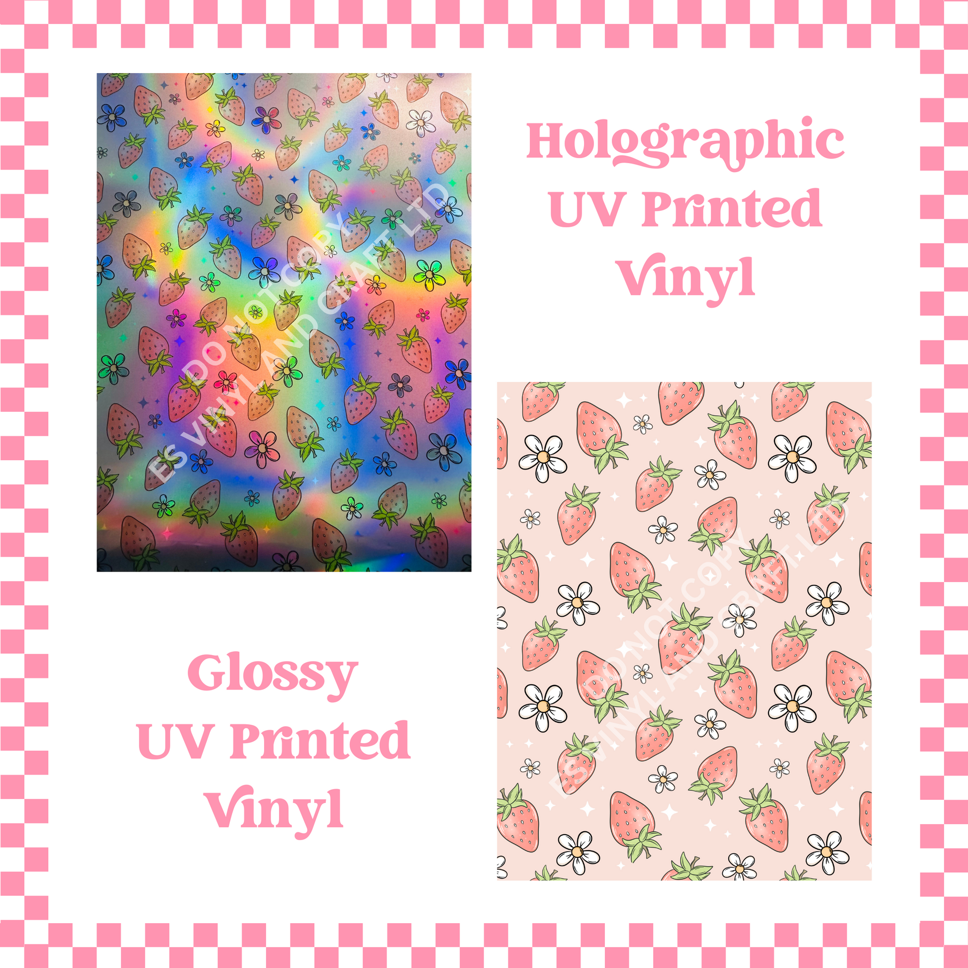 Strawberries - Holographic or Normal Printed Vinyl (A4 or 12" x 12" Sheet) image 0