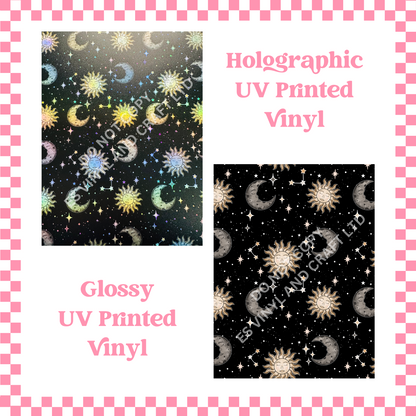 Sun and Moon - Holographic or Normal Printed Vinyl (A4 or 12" x 12" Sheet) image 0