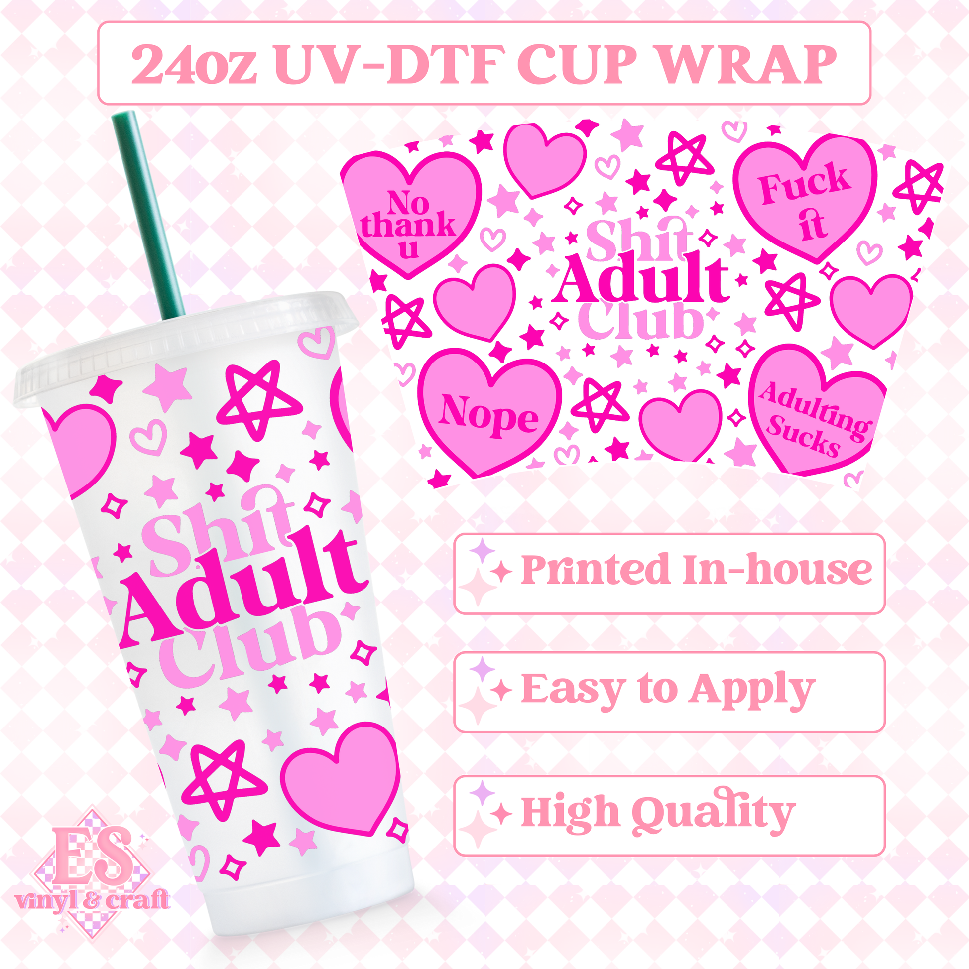 Sh!t Adult Club - UVDTF 24oz Cold Cup Wrap image 0