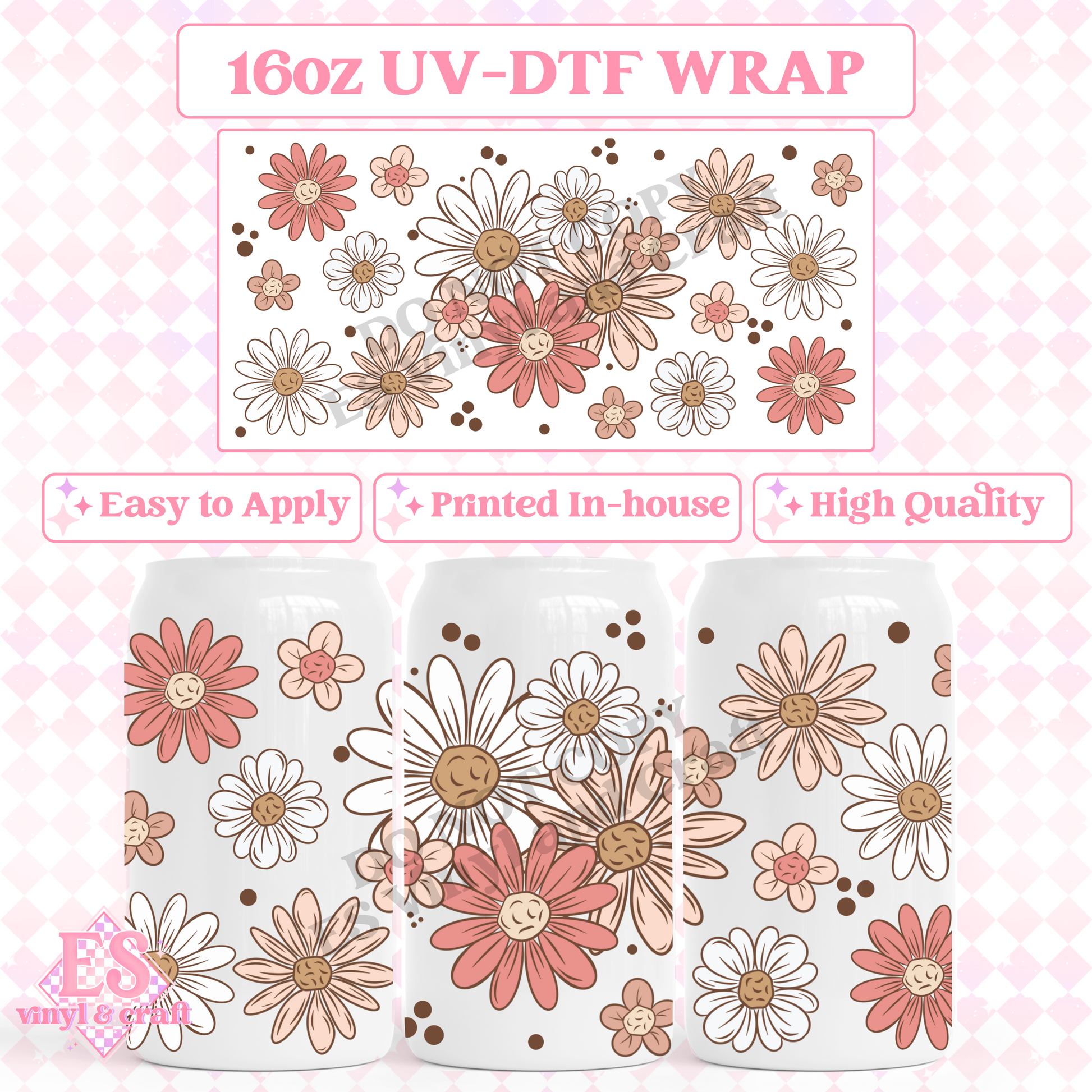Spring Florals - 16oz Beer Can / Libbey UV-DTF Transfer image 0