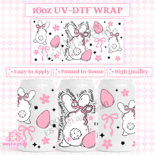 Happy Easter Bunny - 16oz Beer Can / Libbey UV-DTF image 0