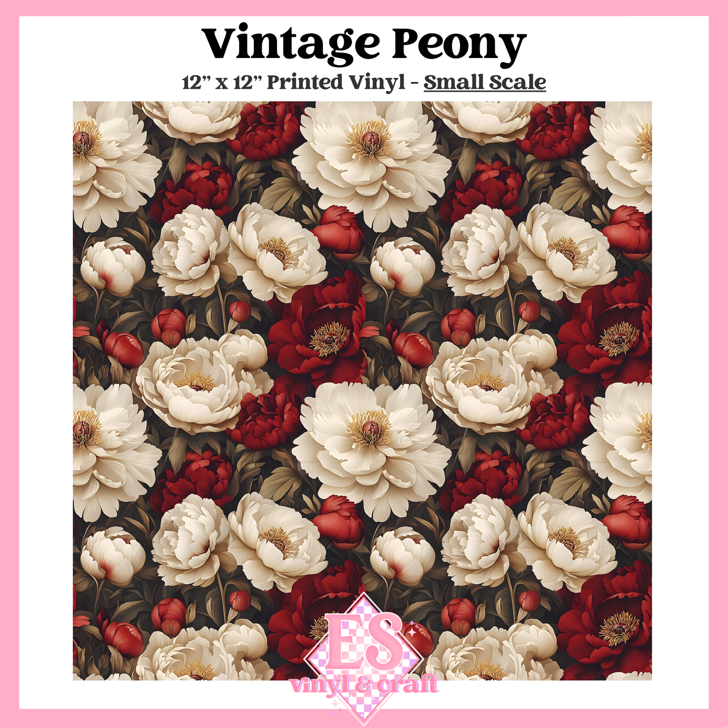 Vintage Peony - Small or Large Scale Options - 12" x 12" Sheet image 1