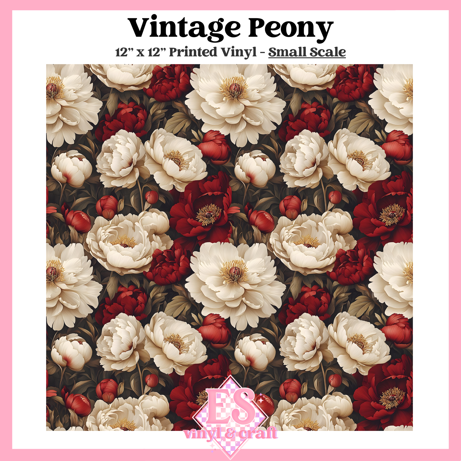 Vintage Peony - Small or Large Scale Options - 12" x 12" Sheet image 1