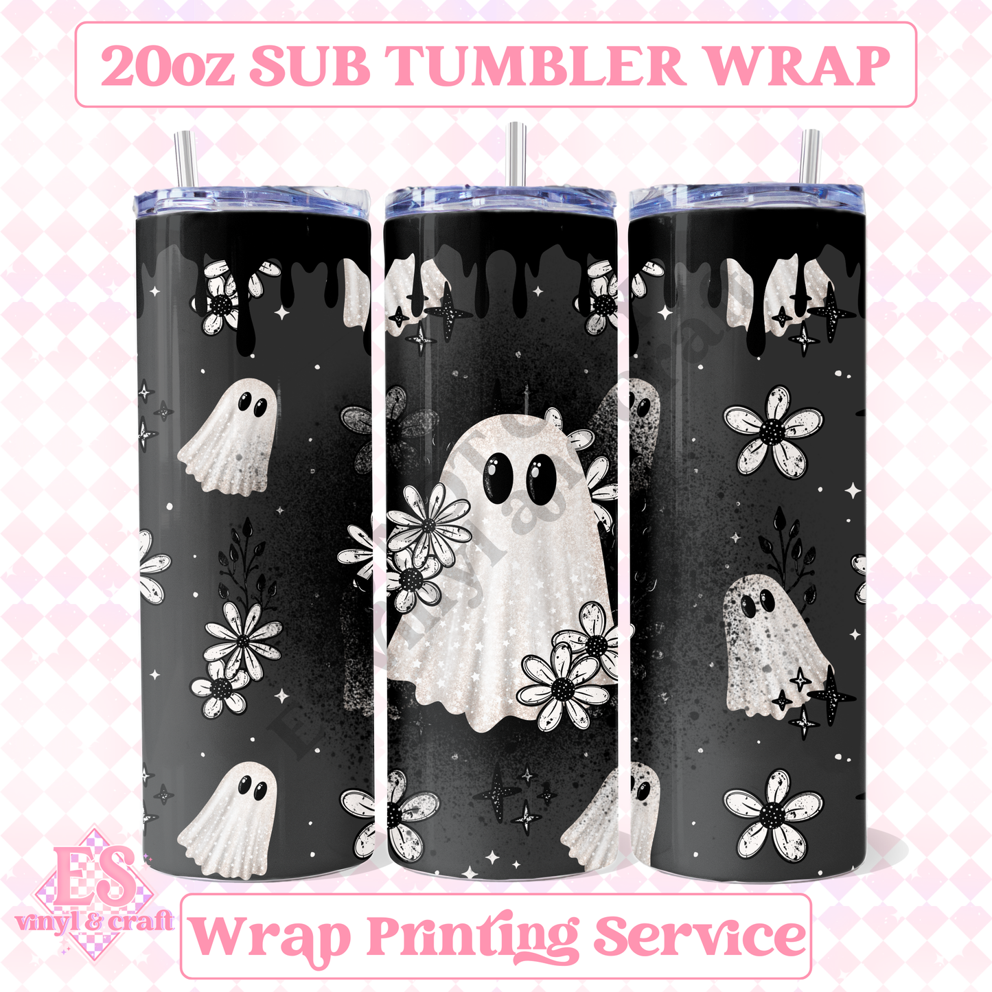 Drip Floral Ghosts - Full 20oz Tumbler Sublimation Print image 0