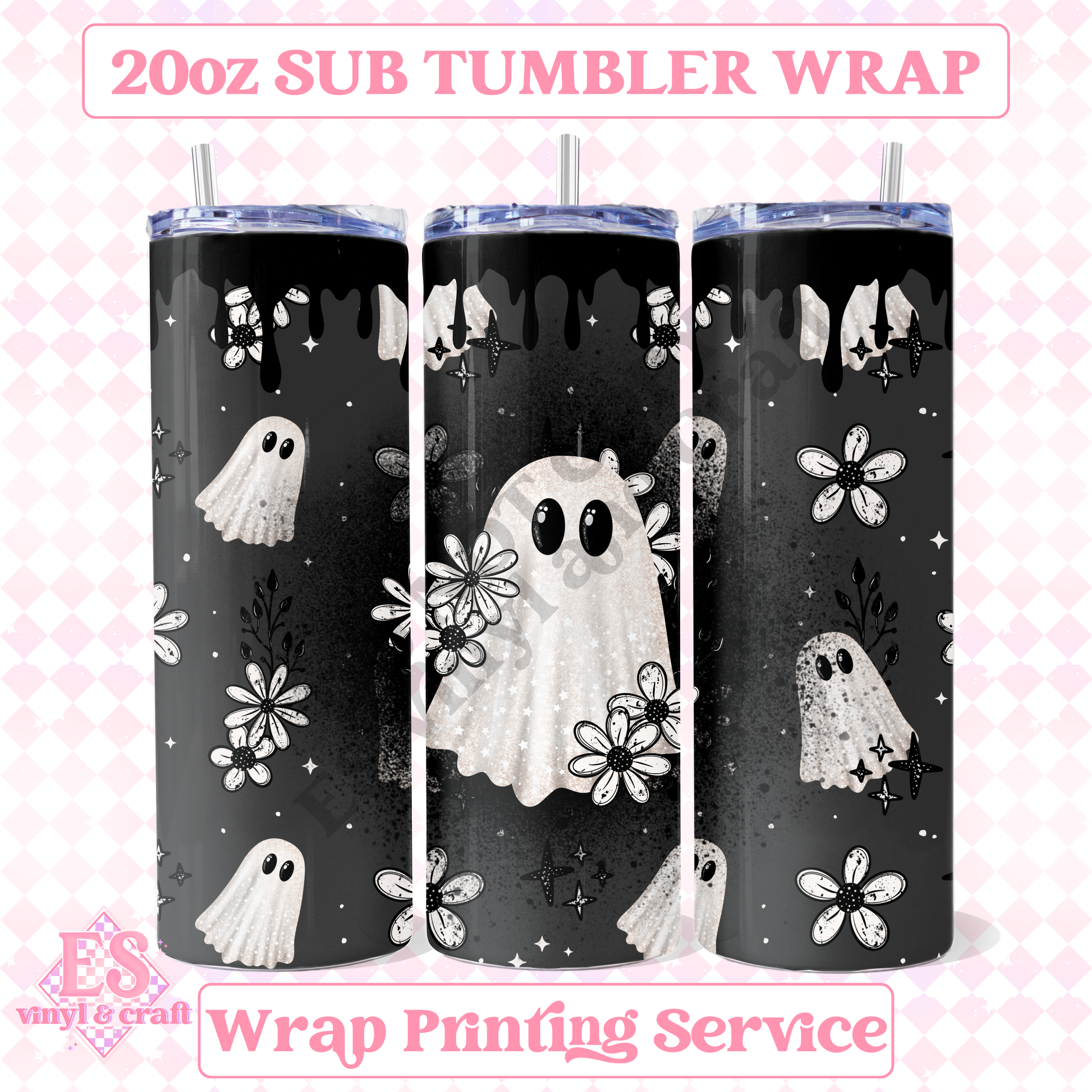 Drip Floral Ghosts - Full 20oz Tumbler Sublimation Print image 0