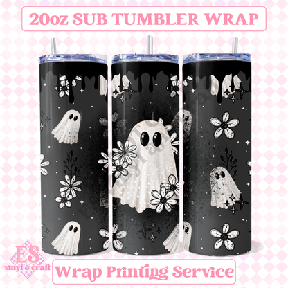 Drip Floral Ghosts - Full 20oz Tumbler Sublimation Print image 0
