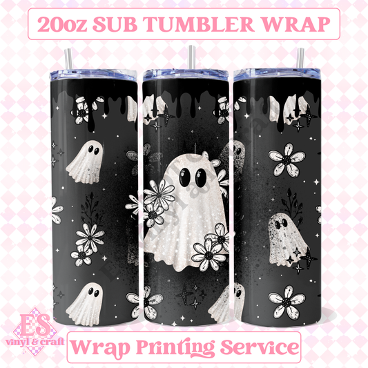 Drip Floral Ghosts - Full 20oz Tumbler Sublimation Print image 0